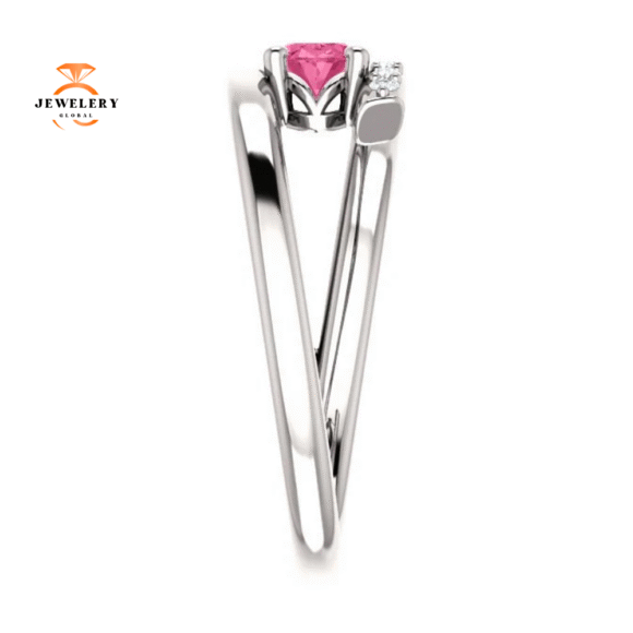 14KT Gold 1/2 CT Pink Tourmaline & 1/8 CTW Diamond Bypass Ring - Image 8