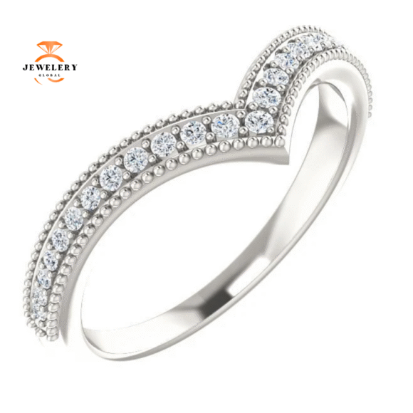 14KT GOLD 1/6 CTW DIAMOND STACABLE "V" RING - Image 3