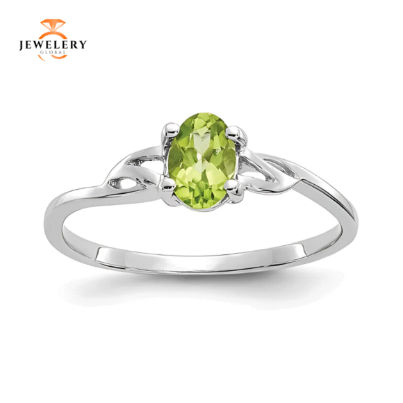 10KT GOLD POLISHED 0.45 CT OVAL PERIDOT BIRTHSTONE RING