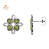 14KT GOLD 0.72 CTW PERIDOT & 1/4 CTW DIAMOND CLOVER EARRINGS