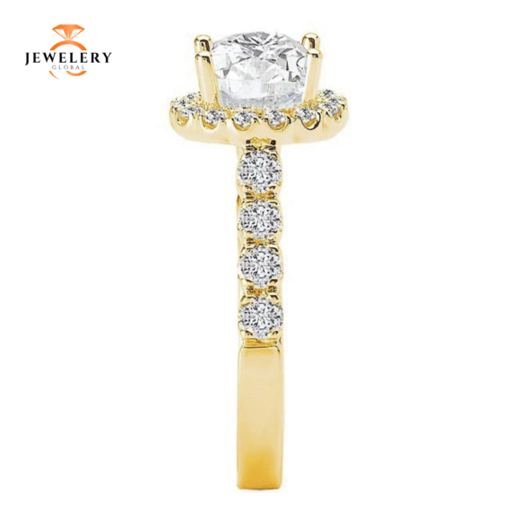 14KT 3/4 CTW Diamond Oval Halo Setting for 1 CT Oval - Image 11