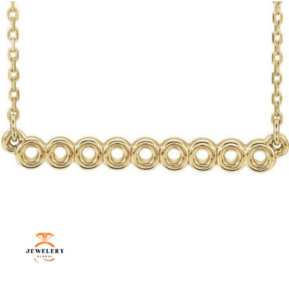 14KT GOLD CIRCLE BAR NECKLACE 16"-18"