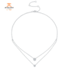 14KT GOLD 0.16 CTW DIAMOND PAVE CIRCLE DOUBLE LAYER NECKLACE