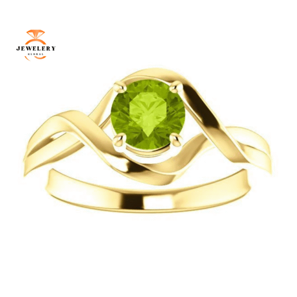 14KT GOLD 3/4 CT ROUND PERIDOT INFINITY-INSPIRED RING - Image 5
