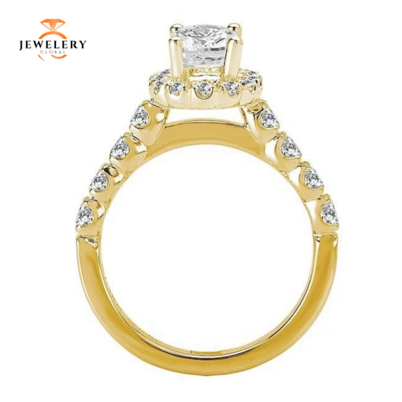 14KT 3/4 CTW Diamond Oval Halo Setting for 1 CT Oval - Image 12