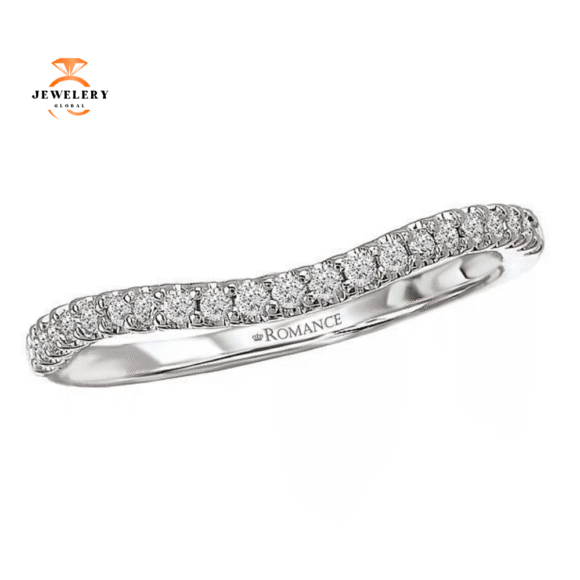 14KT GOLD 1/8 CTW DIAMOND 21 STONE CURVED BAND