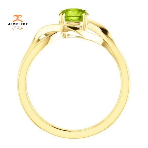 14KT GOLD 3/4 CT ROUND PERIDOT INFINITY-INSPIRED RING - Image 6