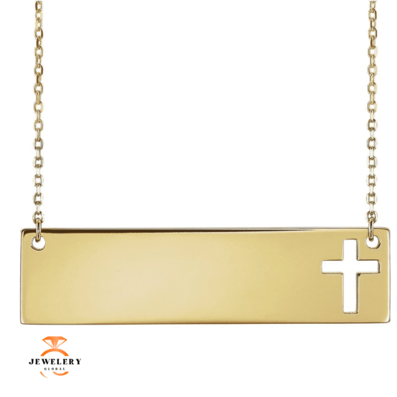 14KT GOLD ENGRAVABLE CROSS 16-18" NECKLACE