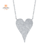 14KT GOLD 0.43 CTW DIAMOND PAVE HEART NECKLACE