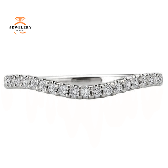 14KT GOLD 1/8 CTW DIAMOND 21 STONE CURVED BAND - Image 2