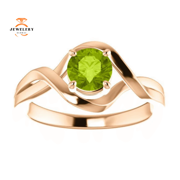 14KT GOLD 3/4 CT ROUND PERIDOT INFINITY-INSPIRED RING - Image 8