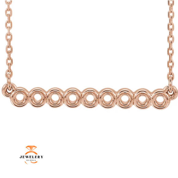14KT GOLD CIRCLE BAR NECKLACE 16"-18" - Image 3