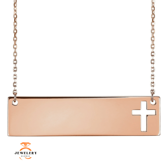 14KT GOLD ENGRAVABLE CROSS 16-18" NECKLACE - Image 2
