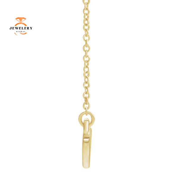 14KT GOLD ROUND AQUAMARINE HEART PETIITE NECKLACE - Image 4
