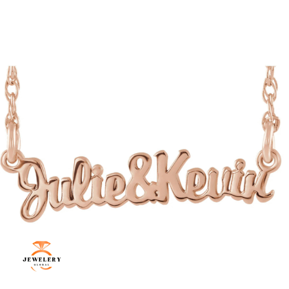 14KT GOLD SCRIPT COUPLES NAMEPLATE NECKLACE