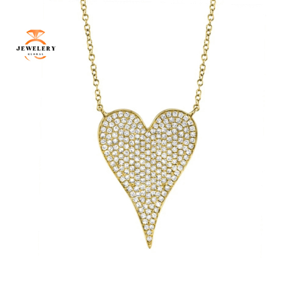 14KT GOLD 0.43 CTW DIAMOND PAVE HEART NECKLACE - Image 2