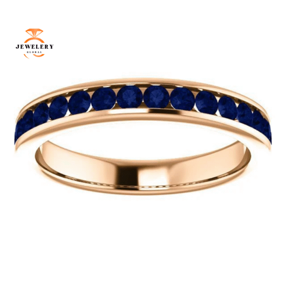 14KT GOLD 0.80 CTW BLUE SAPPHIRE CHANNEL-SET BAND - Image 14
