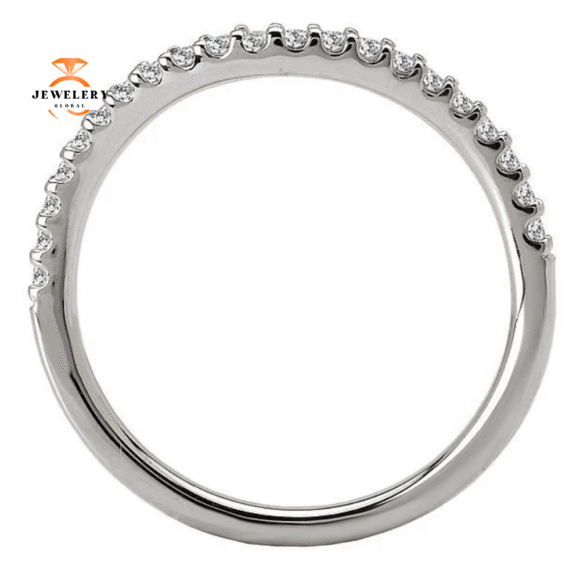 14KT GOLD 1/8 CTW DIAMOND 21 STONE CURVED BAND - Image 3