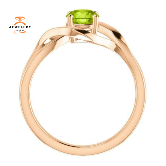 14KT GOLD 3/4 CT ROUND PERIDOT INFINITY-INSPIRED RING - Image 9