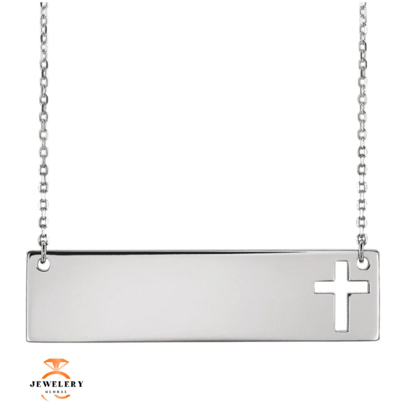 14KT GOLD ENGRAVABLE CROSS 16-18" NECKLACE - Image 3
