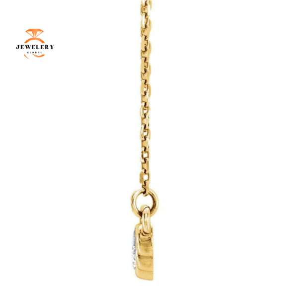 14KT GOLD GRADUATED BEZEL SET 0.16 CTW DIAMOND NECKLACE - Image 6