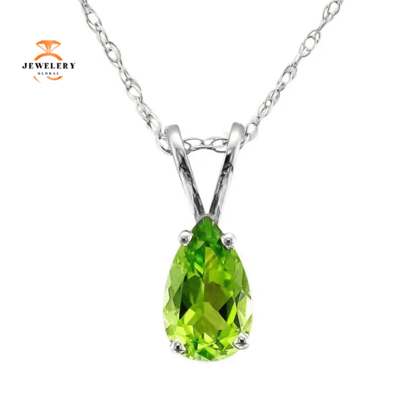 14KT GOLD PEAR SHAPE PERIDOT NECKLACE