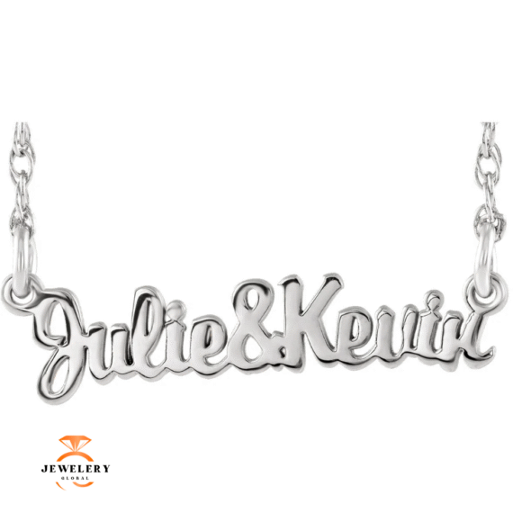 14KT GOLD SCRIPT COUPLES NAMEPLATE NECKLACE - Image 2