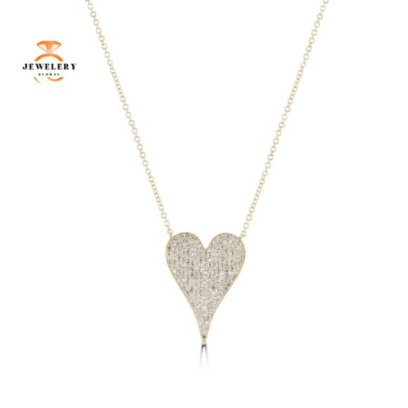 14KT GOLD 0.43 CTW DIAMOND PAVE HEART NECKLACE - Image 4