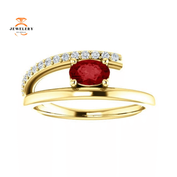 14KT GOLD 0.60 CT RUBY & 1/8 CTW DIAMOND BYPASS RING - Image 7