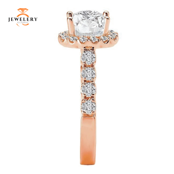 14KT 3/4 CTW Diamond Oval Halo Setting for 1 CT Oval - Image 15