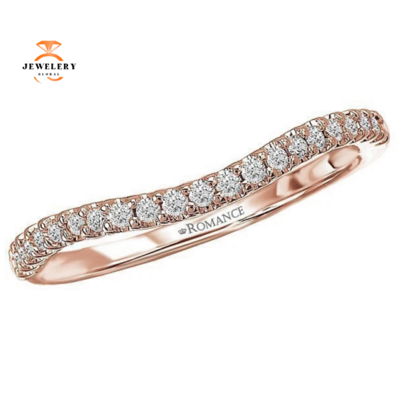 14KT GOLD 1/8 CTW DIAMOND 21 STONE CURVED BAND - Image 4