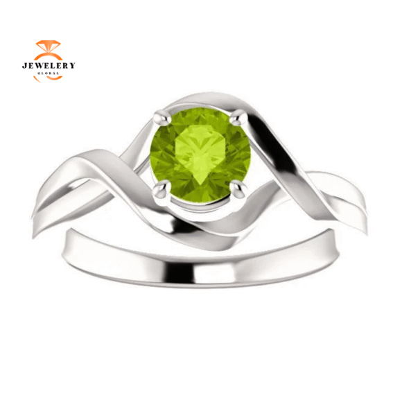 14KT GOLD 3/4 CT ROUND PERIDOT INFINITY-INSPIRED RING - Image 2
