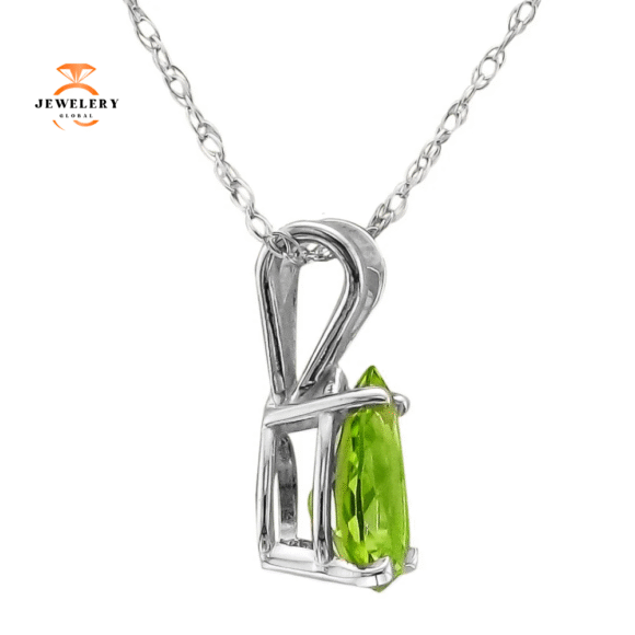 14KT GOLD PEAR SHAPE PERIDOT NECKLACE - Image 2