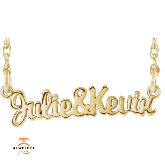 14KT GOLD SCRIPT COUPLES NAMEPLATE NECKLACE - Image 3