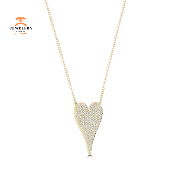 14KT GOLD 0.43 CTW DIAMOND PAVE HEART NECKLACE - Image 3