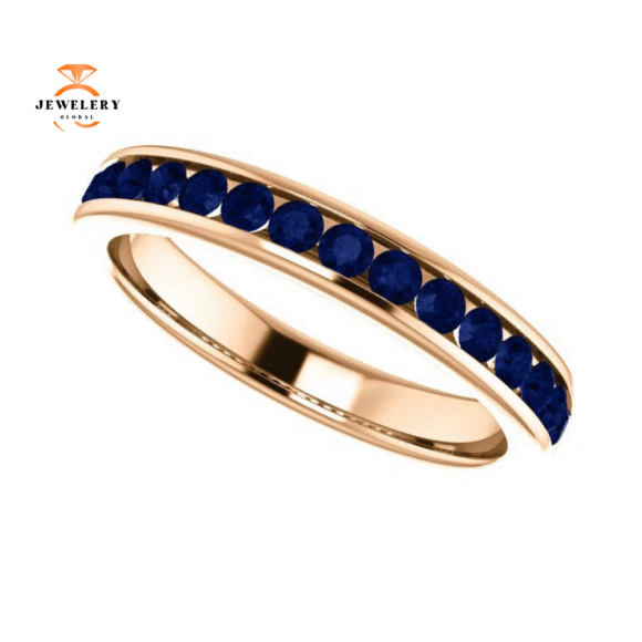 14KT GOLD 0.80 CTW BLUE SAPPHIRE CHANNEL-SET BAND - Image 16