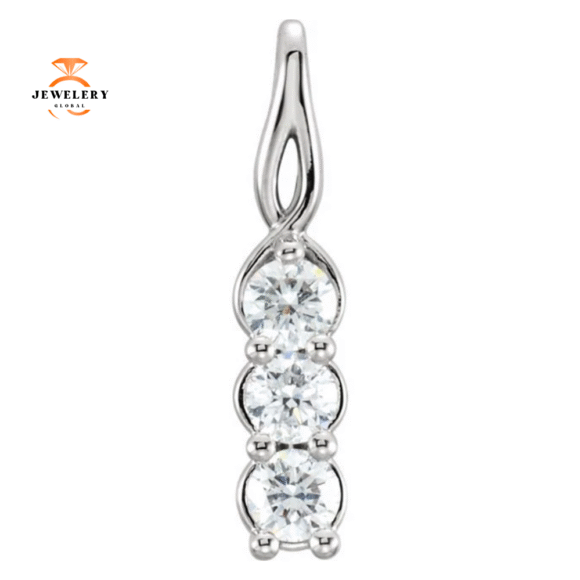 14KT Gold 1/2 CTW Diamond 3-Stone Pendant - Image 3