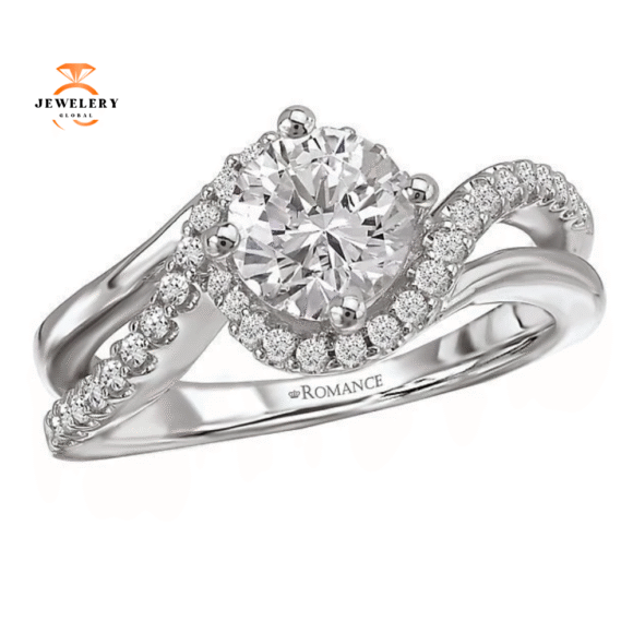 14KT Gold 1/4 CTW Diamond Wavy Shank Setting for 1 CT Round - Image 5