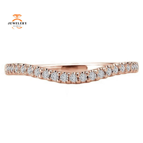 14KT GOLD 1/8 CTW DIAMOND 21 STONE CURVED BAND - Image 5