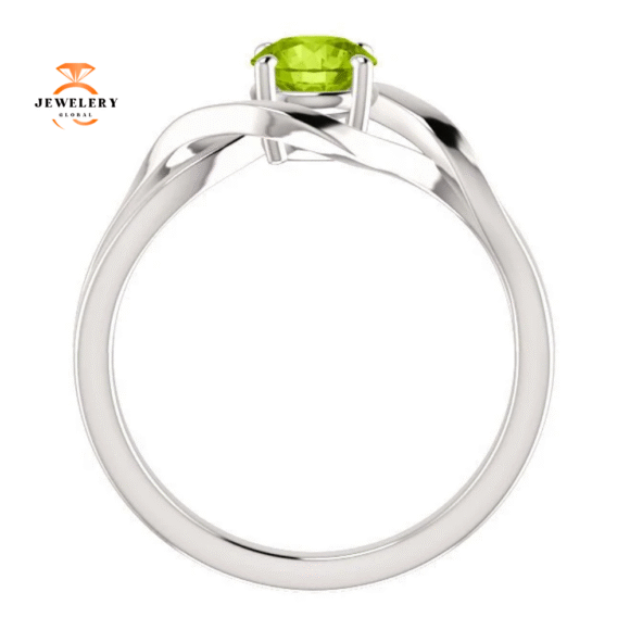 14KT GOLD 3/4 CT ROUND PERIDOT INFINITY-INSPIRED RING - Image 3