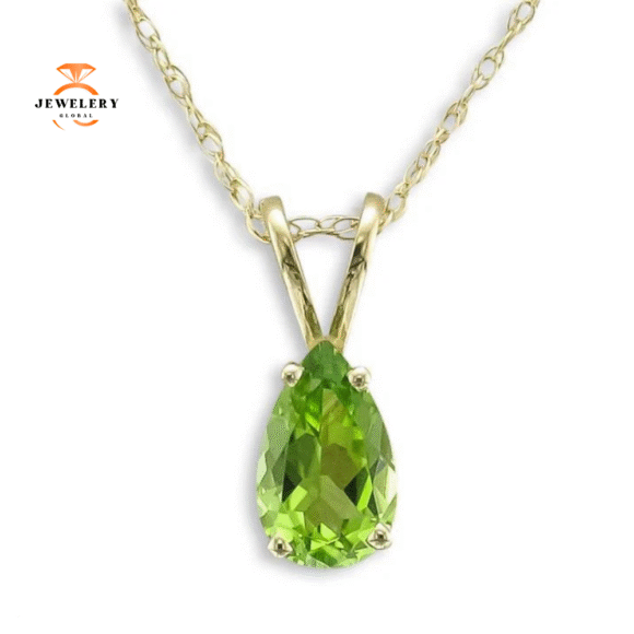 14KT GOLD PEAR SHAPE PERIDOT NECKLACE - Image 3