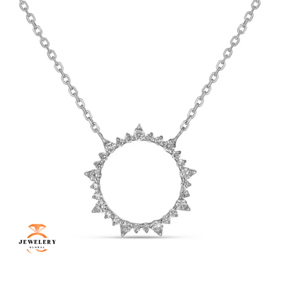 14KT GOLD 0.16CTW DIAMOND SUN CIRCLE NECKLACE - Image 2
