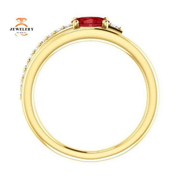 14KT GOLD 0.60 CT RUBY & 1/8 CTW DIAMOND BYPASS RING - Image 9
