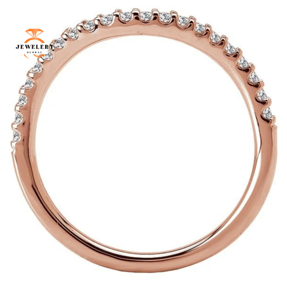 14KT GOLD 1/8 CTW DIAMOND 21 STONE CURVED BAND - Image 6