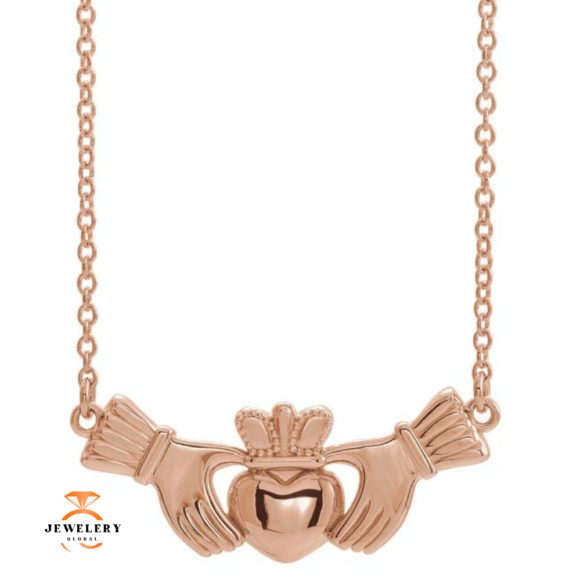 14KT GOLD CLADDAGH NECKLACE - Image 3