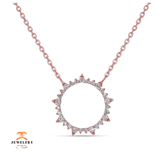 14KT GOLD 0.16CTW DIAMOND SUN CIRCLE NECKLACE - Image 3