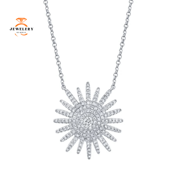 14KT GOLD 0.43 CTW DIAMOND STARBURST NECKLAACE - Image 3