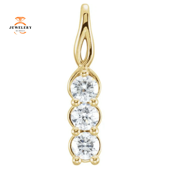 14KT Gold 1/2 CTW Diamond 3-Stone Pendant - Image 5