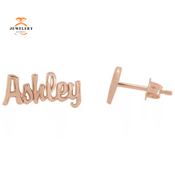14KT GOLD SCRIPT NAMEPLATE EARRINGS