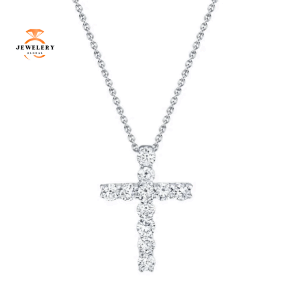 14KT GOLD 0.32 CTW DIAMOND CROSS NECKLACE
